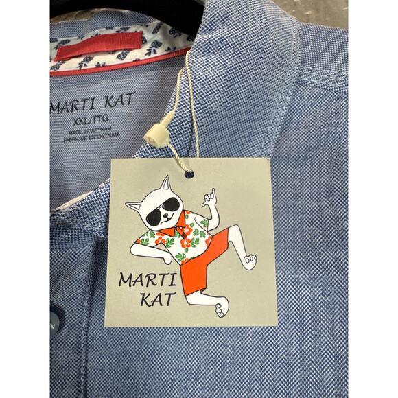 Marti Kat Polo Shirt Mens Blue Short Sleeves Collared Athleisure Size XXL NWT - Picture 3 of 4
